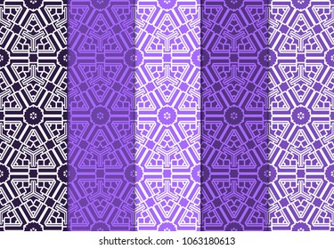 set of abstract with geometric seamless pattern and design elements for scrapbook. vector illustration. color