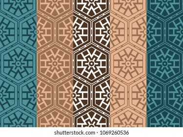 set of abstract with geometric seamless pattern and design elements for scrapbook. vector illustration. color