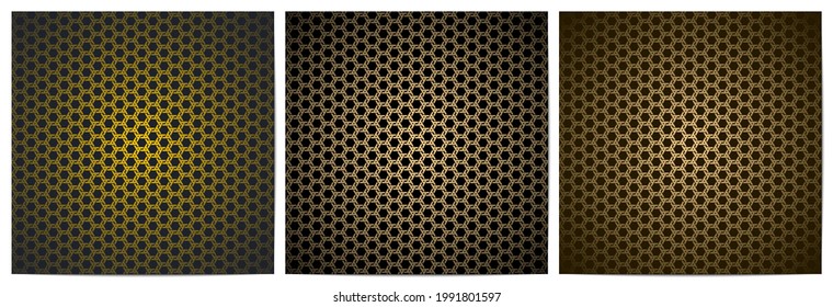 Set of abstract geometric seamless pattern with golden polygon.Luxury of black and gold background.Design for decorative,wallpaper; clothing; wrapping.Vector illustration.Eps10