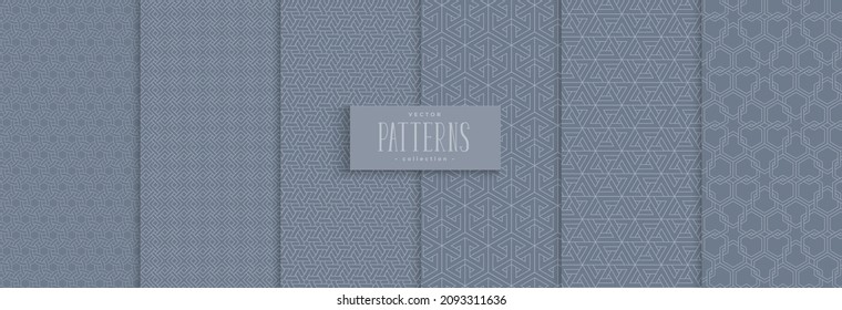 Set of abstract geometric seamless pattern blue background design for decorative,wallpaper; clothing; wrapping 