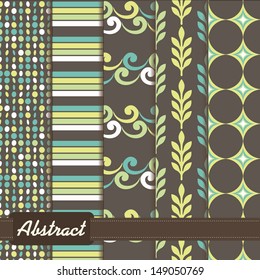 set of abstract geometric seamless patterns
