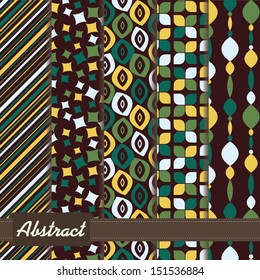 set of abstract geometric seamless patterns green