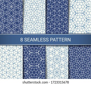 Set of abstract geometric seamless patterns artwork, vector illustration