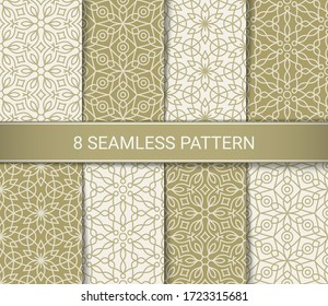 Set of abstract geometric seamless patterns artwork, vector illustration