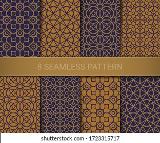 Set of abstract geometric seamless patterns artwork, vector illustration