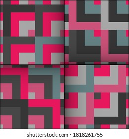Set of abstract geometric seamless patterns.