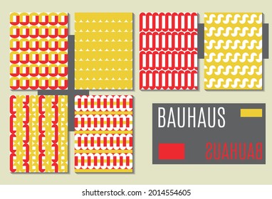 Conjunto de patrones geométricos abstractos sin soldadura, fondo, cubiertas. Diseño moderno mínimo de baudios. Formas sencillas y coloridas con un estilo memphis.