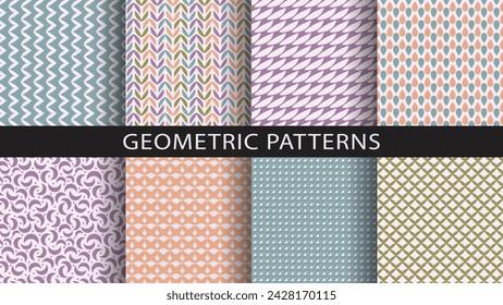 Set of abstract geometric seamless patterns. 