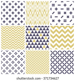 Set of abstract geometric seamless patterns