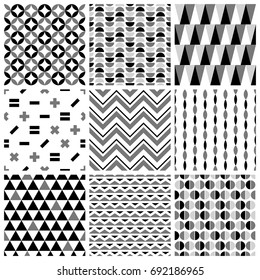 Set of abstract geometric seamless patterns