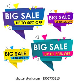 set of abstract geometric shape banner for promotion or sale campaign