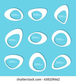 Set of abstract geometric shapes banners. Vector frame speech bubble. 