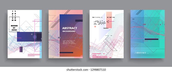 Set of abstract geometric shapes in brochure design. Vector design business cards
