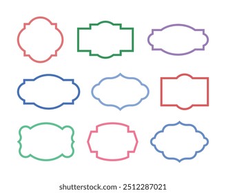 Set of abstract, geometric shapes and classic style frames, borders, labels, tags, cards, boards, picture frames illustrations.