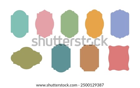 Set of abstract, geometric shapes and classic style frames, borders, labels, tags, cards, boards, picture frames illustrations.