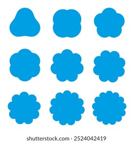 Satz abstrakter geometrischer Formen. Sammlung abstrakter Blumen mit unterschiedlicher Anzahl von Blütenblättern. EPS 10.
