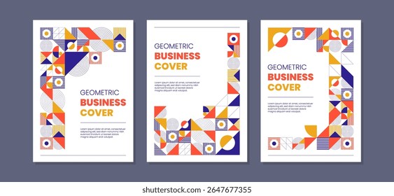 Set of abstract geometric shapes composition templates. Universal trendy cover designs for Annual Report, Brochures, Flyers, Presentations, Leaflet, Magazine.