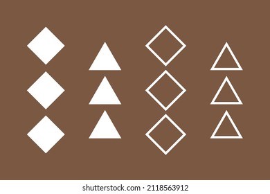 A set of abstract geometric shapes in the form of a rhombus and a triangle.
