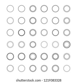 Set Abstract geometric shapes, futuristic wavy fractal of star and circle. Vector square and other different decorative elements. Signs and symbols in outline