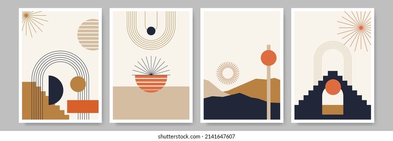 Set of Abstract Geometric Shapes. Graphic elements for your creative projects. Design elements for social media template, blog post, square banner. Baby cute design graphic. Boho hand drawn doodle sty