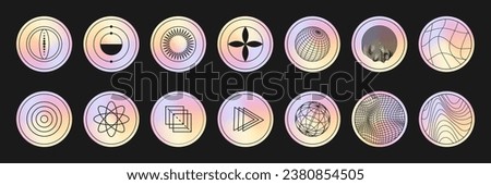 Set of abstract geometric shapes icons for your business, scrapbooking, bullet journalling, instagram story buttons. Vector set design templates icons and emblems - social media story highlight.