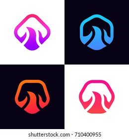 Set of abstract geometric shapes logo icon signs.