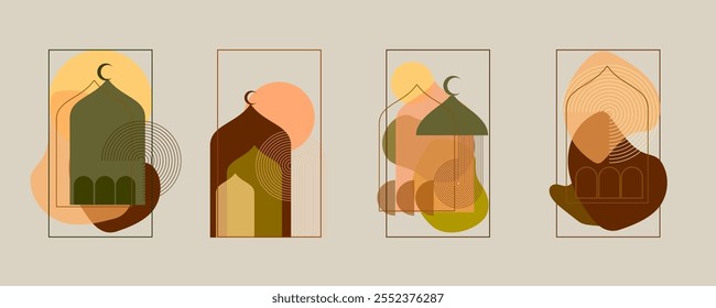 Set of abstract geometric shapes in minimalistic style. Vector illustration.