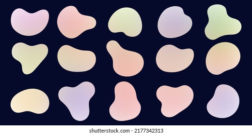 Set of abstract geometric shapes, multicolor elements on dark background, vector design
