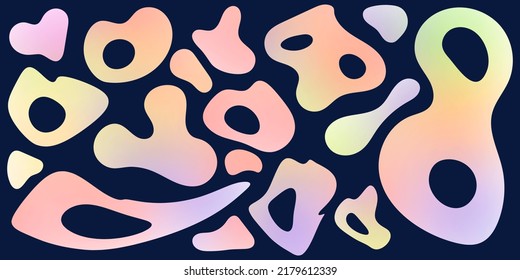 Set of abstract geometric shapes, multicolor elements on dark background, vector design