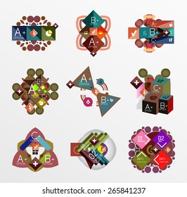 Set of abstract geometric shapes with options. Infographic banners, layouts. Paper graphics