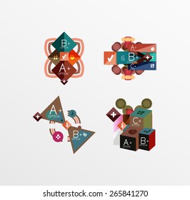 Conjunto de formas geométricas abstractas con opciones. Banners infográficos, diseños. Gráficos de papel