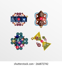 Set of abstract geometric shapes with options. Infographic banners, layouts. Paper graphics