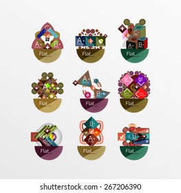 Set of abstract geometric shapes with options. Infographic banners, layouts. Paper graphics