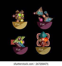 Set of abstract geometric shapes with options. Infographic banners, layouts. Paper graphics