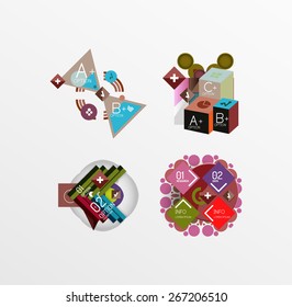 Set of abstract geometric shapes with options. Infographic banners, layouts. Paper graphics