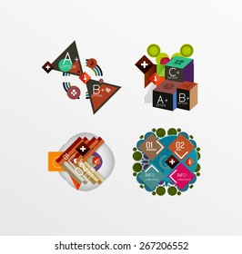 Set of abstract geometric shapes with options. Infographic banners, layouts. Paper graphics