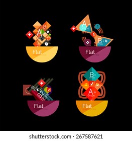 Set of abstract geometric shapes with options. Infographic banners, layouts. Paper graphics