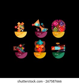 Set of abstract geometric shapes with options. Infographic banners, layouts. Paper graphics