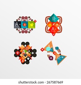 Set of abstract geometric shapes with options. Infographic banners, layouts. Paper graphics