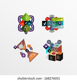 Conjunto de formas geométricas abstractas con opciones. Banners infográficos, diseños. Gráficos de papel