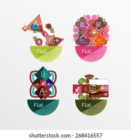 Set of abstract geometric shapes with options. Infographic banners, layouts. Paper graphics