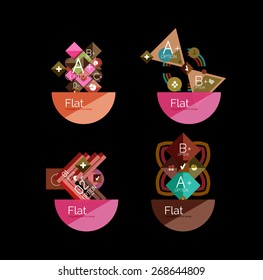 Set of abstract geometric shapes with options. Infographic banners, layouts. Paper graphics