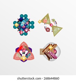 Set of abstract geometric shapes with options. Infographic banners, layouts. Paper graphics