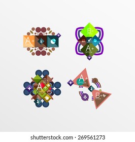 Conjunto de formas geométricas abstratas com opções. Banners infográficos, layouts. Gráficos de papel
