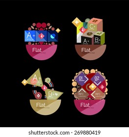 Set of abstract geometric shapes with options. Infographic banners, layouts. Paper graphics