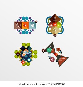 Set of abstract geometric shapes with options. Infographic banners, layouts. Paper graphics
