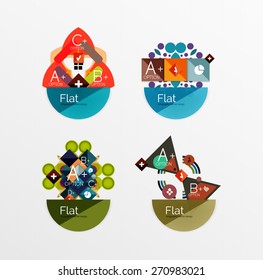 Set of abstract geometric shapes with options. Infographic banners, layouts. Paper graphics