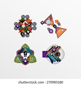 Set of abstract geometric shapes with options. Infographic banners, layouts. Paper graphics