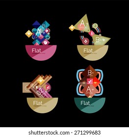 Set of abstract geometric shapes with options. Infographic banners, layouts. Paper graphics