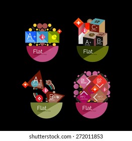 Satz abstrakter geometrischer Formen mit Optionen. Infografische Banner, Layouts. Papiergrafik